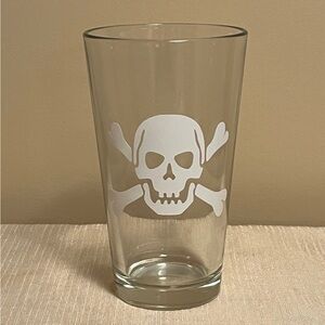 Halloween Drinking Glass, Skull and Crossbones